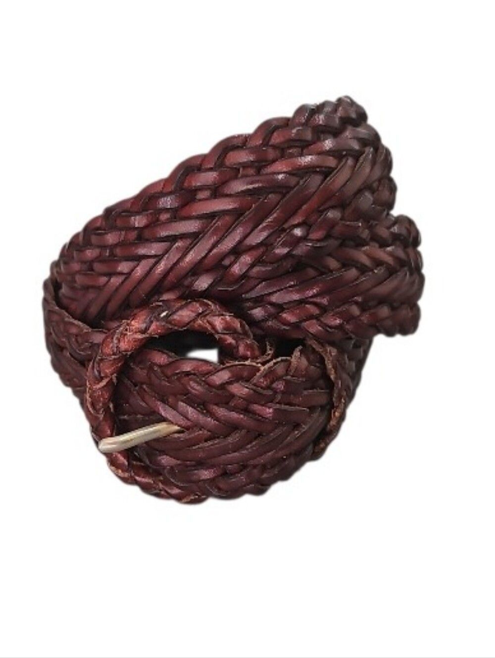 Vintage Talbots Braided Leather Belt M Brown Woven Boho Equestrian Preppy